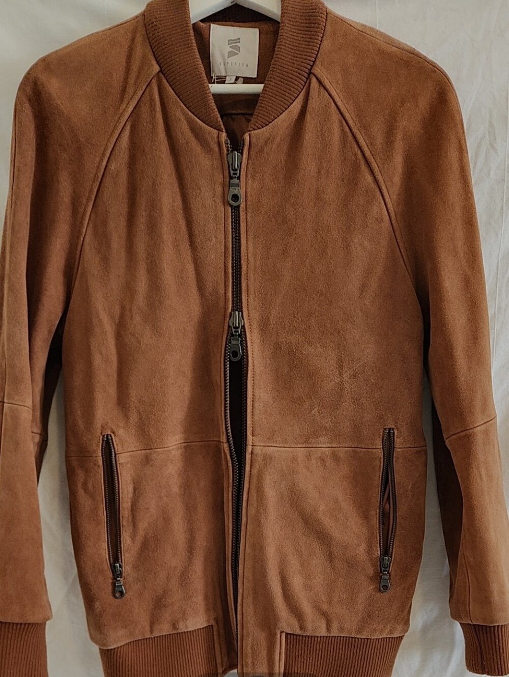 Suede Bomber Jacket in Brown - VEDA